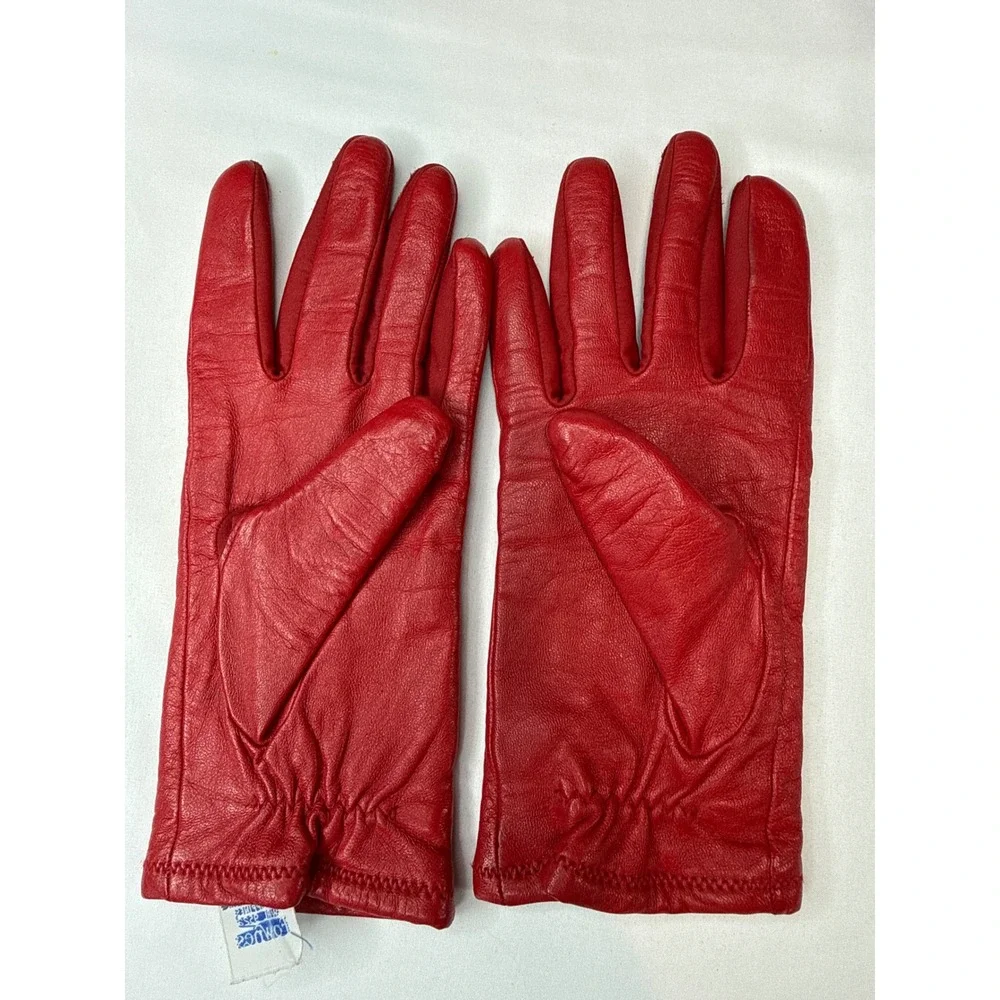 Fownes Vintage Red Genuine Leather Gloves Acrylic Lined Size A WPL 9522